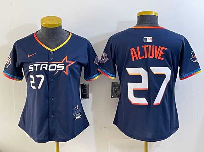 Women%27s Houston Astros #27 Jose Altuve Navy 2025 City Connect With Texas Patch Limited Stitched Jersey->mlb womens jerseys->MLB Jersey